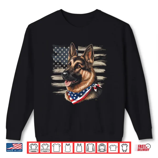 Sweatshirt German Shepherd American Flag Dog Patriotic Pet Shirt