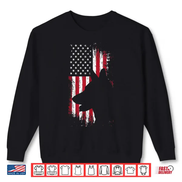 Sweatshirt German Shepherd American Flag Shirt USA Patriotic Dog Gift Shirt