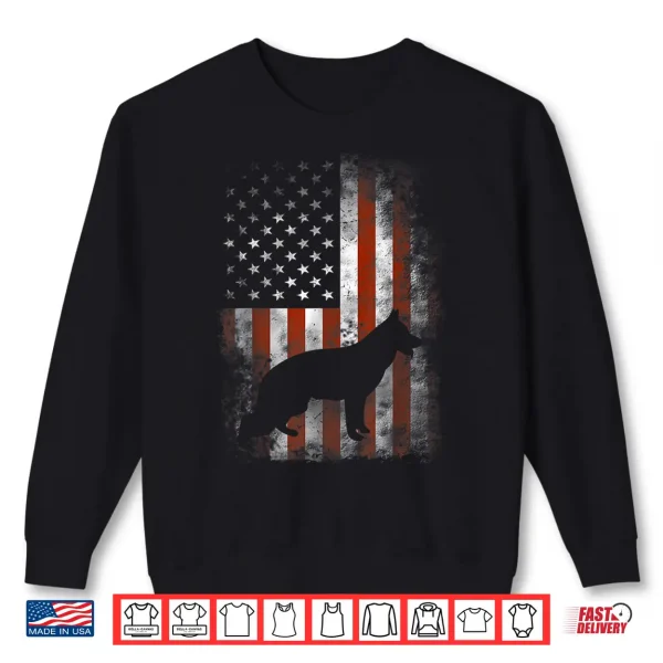 Sweatshirt German Shepherd American Flag USA Patriotic Dog Gift Shirt
