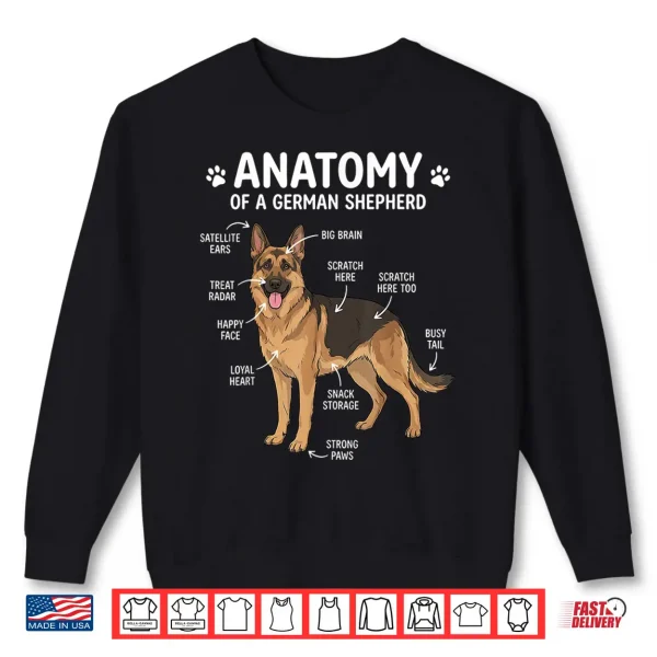 Sweatshirt German Shepherd Anatomy Funny Dog Owner Boys Girls Kids Shirt