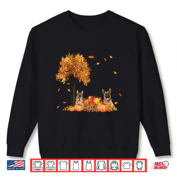 Sweatshirt German Shepherd Autumn Leaf Fall Dog Thanksgiving Halloween Shirt