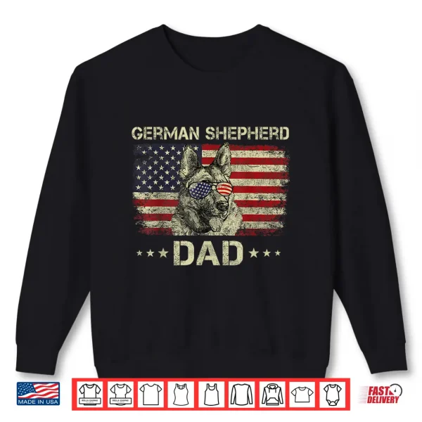 Sweatshirt German Shepherd Dad Dog Lovers American Flag 4th Of July Shirt