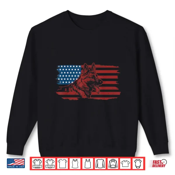 Sweatshirt German Shepherd Dog American Flag Patriotic K Nine Unit Gift Shirt