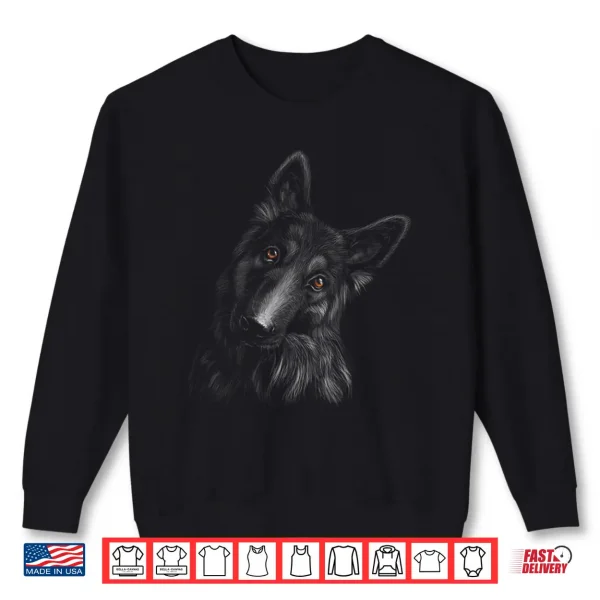 Sweatshirt German Shepherd Dog Black Background Pet Dog Lover Theme Shirt