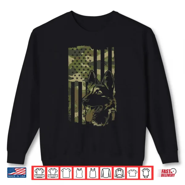 Sweatshirt German Shepherd Dog Dog Lover Shepherd USA Flag 4th July Shirt
