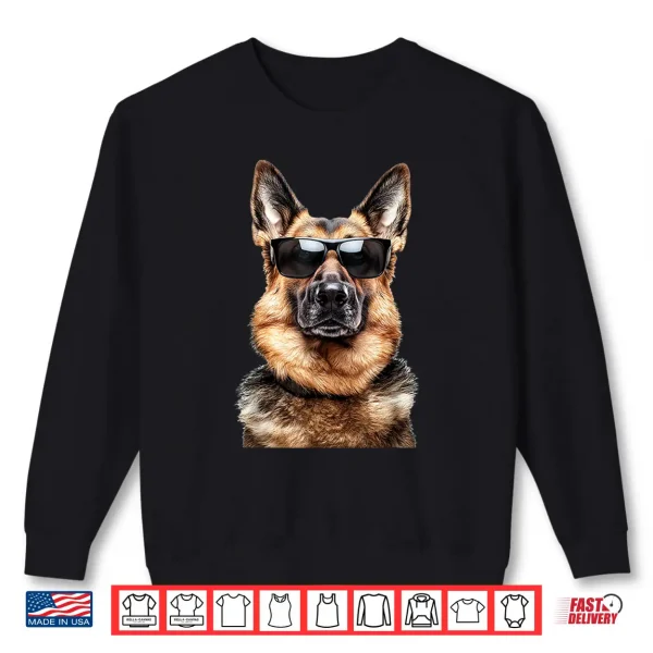 Sweatshirt German Shepherd Dog Doggy wearing Sunglasses Funny Graphic Shirt