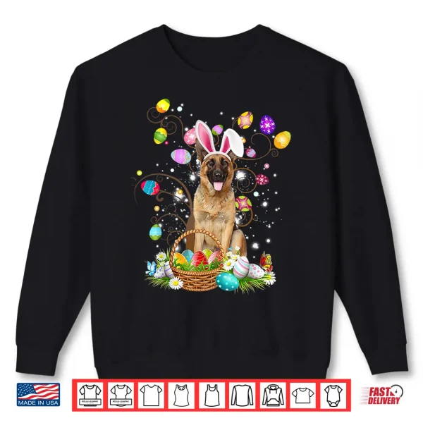 Sweatshirt German Shepherd Dog Easter Egg Hunting Basket Easter Day Shirt
