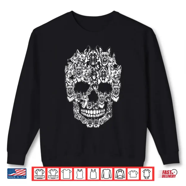 Sweatshirt German Shepherd Dog Graphic Halloween Skull Costumes Shirt