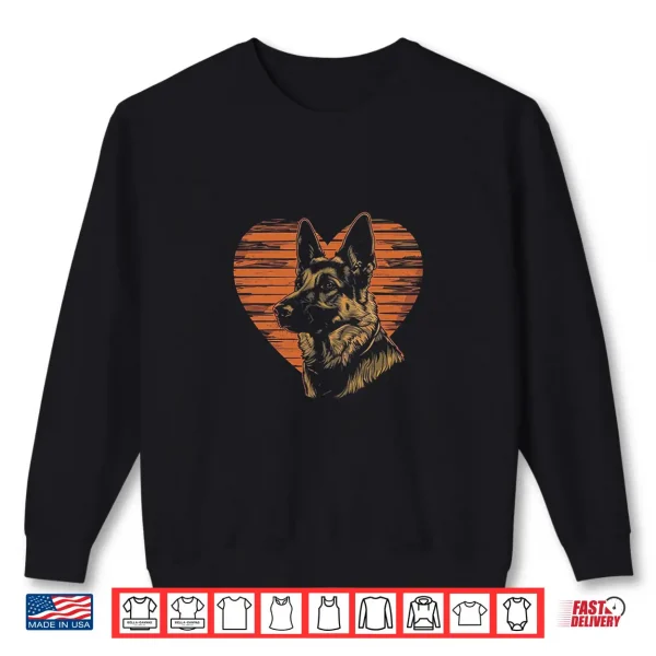 Sweatshirt German Shepherd Dog Heart Vintage Love Retro Shirt