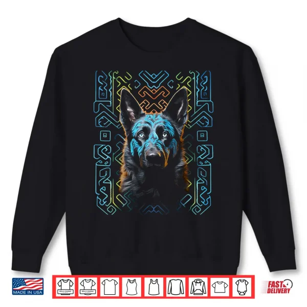 Sweatshirt German Shepherd Dog Mandala Pet Art Graphic German Shepherd Shirt