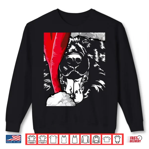 Sweatshirt German Shepherd Dog Santa Christmas Professional Graphic Shirt