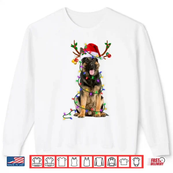 Sweatshirt German Shepherd Dog Tree Christmas Lights Dog Lover Pajama Shirt