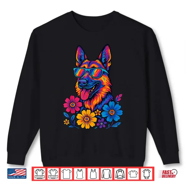 Sweatshirt German Shepherd Flowers German Shepherd Professional Graphic Shirt