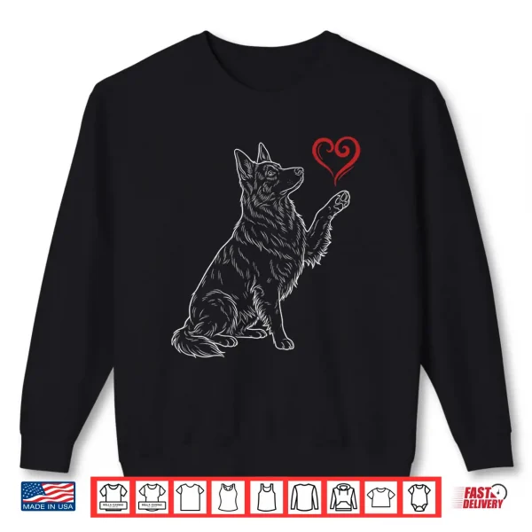Sweatshirt German Shepherd Lover Dog Art Holding Heart Valentines Shirt