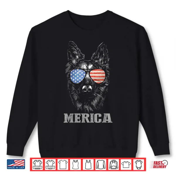Sweatshirt German Shepherd Patriotic Dog Merica Fourth Of July USA Flag Shirt