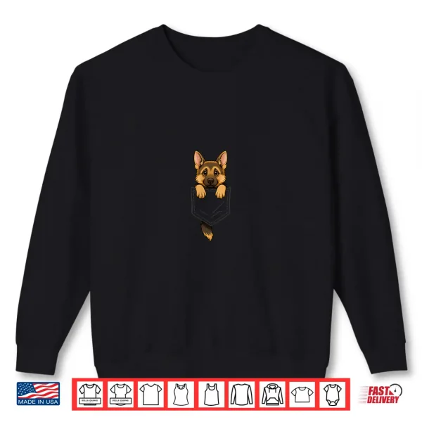 Sweatshirt German Shepherd Peeking In Pocket Animal Dog Pet Lover Shirt