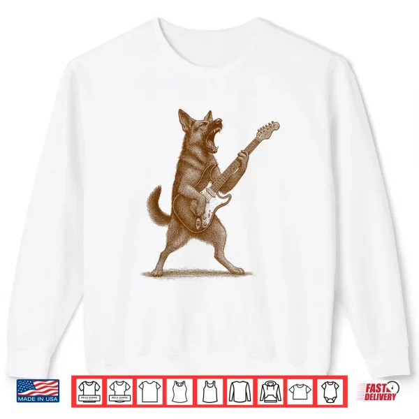 Sweatshirt German Shepherd Playing Guitar Dog Mom Rock Roll Music Shirt