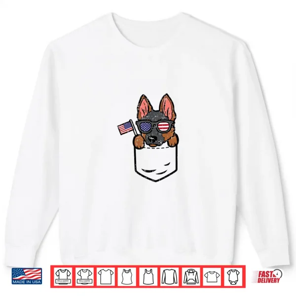 Sweatshirt German Shepherd Pocket American USA Fourth Of July Dog Shirt
