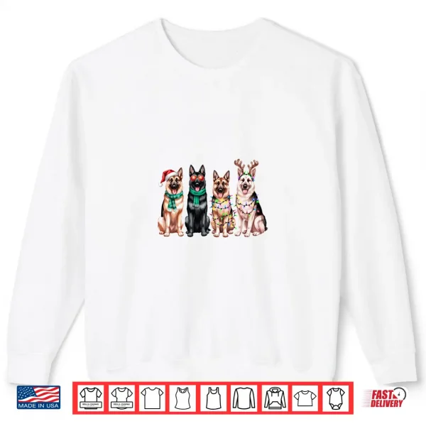 Sweatshirt German Shepherd Reindeer Christmas Lights Dog Lover Xmas Shirt