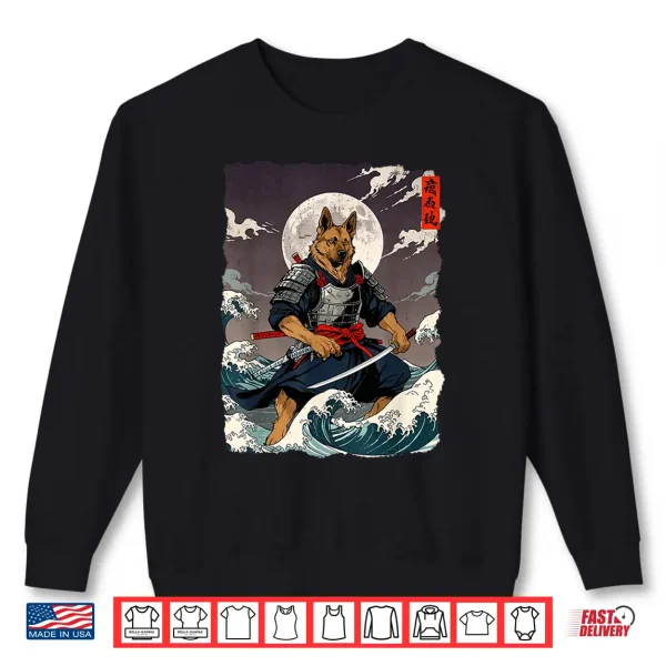 Sweatshirt German Shepherd Samurai Japanese Retro Ukiyo e Warrior Dog Shirt