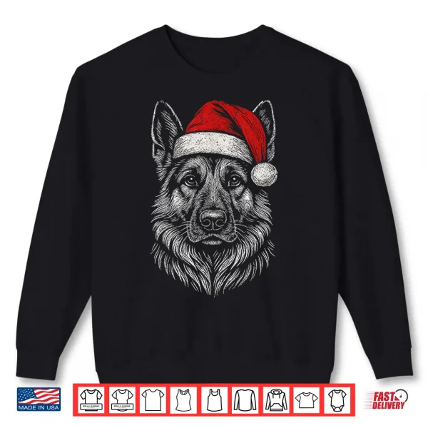 Sweatshirt German Shepherd Santa Hat Christmas Xmas Dog Mom Shirt
