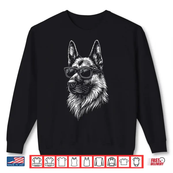 Sweatshirt German Shepherd Sunglasses Professional Minimalist Modern Graphic Shirt