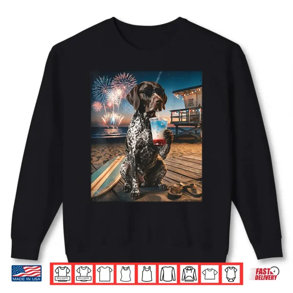 German Shorthaired Pointer Patriotic Beach Fireworks Dog Art Shirt 2 Sweatshirt German Shorthaired Pointer Patriotic Beach Fireworks Dog Art Shirt