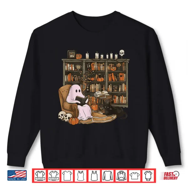 Sweatshirt Ghost Reading Book Cat lover Halloween Reading enthusiast Shirt