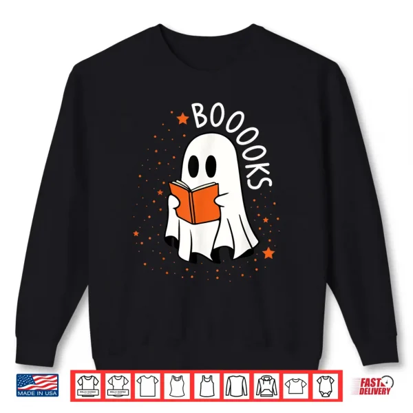 Sweatshirt Ghost Reading Books Boooks Halloween Teacher Boook Shirt
