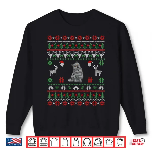Sweatshirt Gifts For Cat Lovers British Shorthair Cat Christmas Shirt