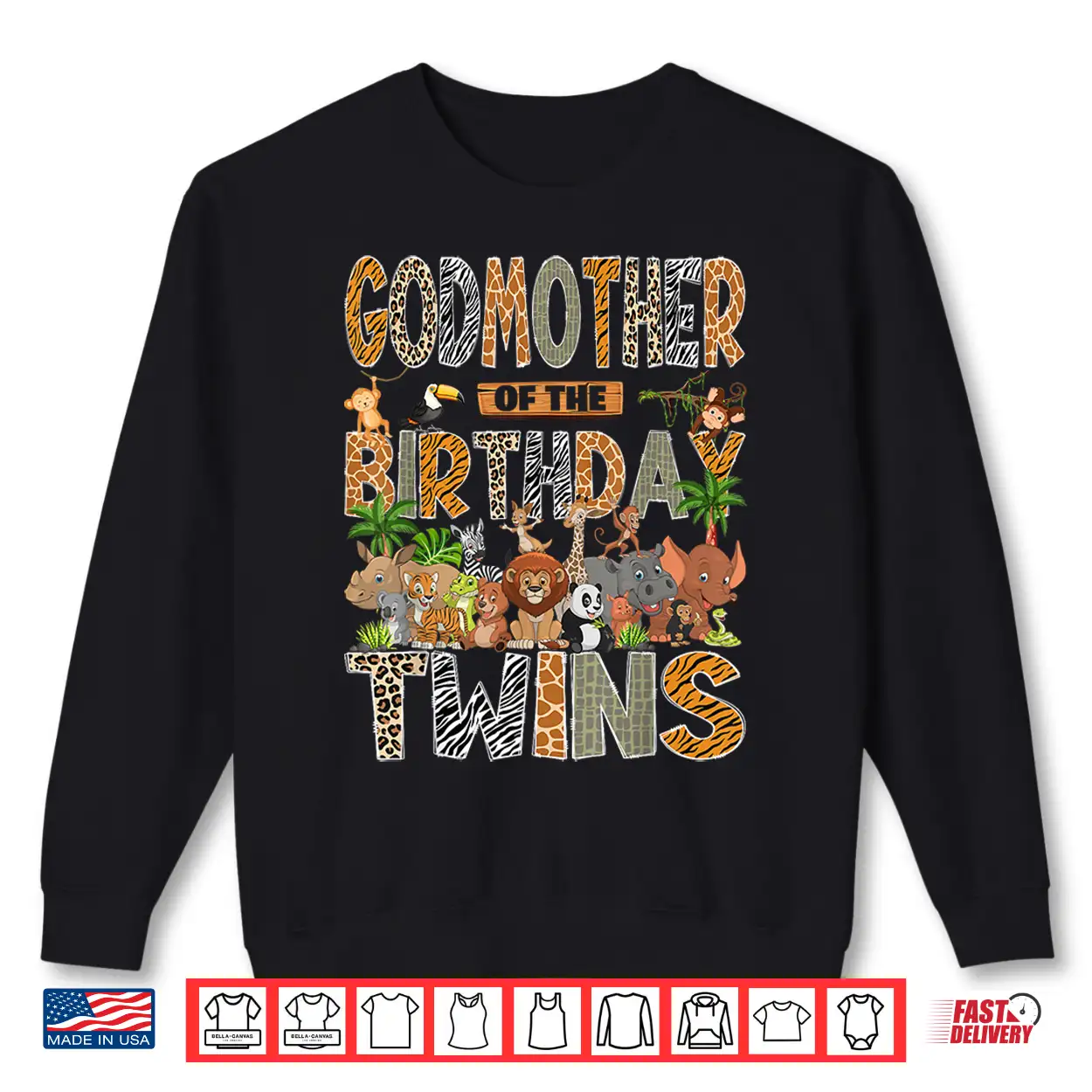 Godmother Of The Birthday Twins Safari Wild One Zoo Animal Shirt Godmother Of The Birthday Twins Safari Wild One Zoo Animal Shirt