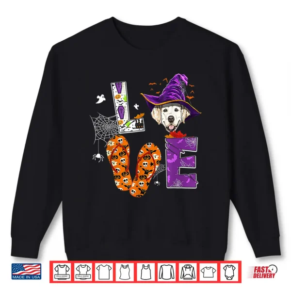 Sweatshirt Golden Labrador Retriever halloween witch hat lab lover Shirt