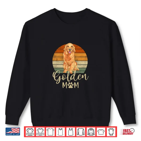 Sweatshirt Golden Mom Retro Sunset Golden Retriever Lover Gift Dog Mama Shirt