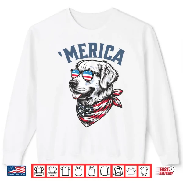 Sweatshirt Golden Retriever 4th Of July Merica USA Sunglasses Shirt