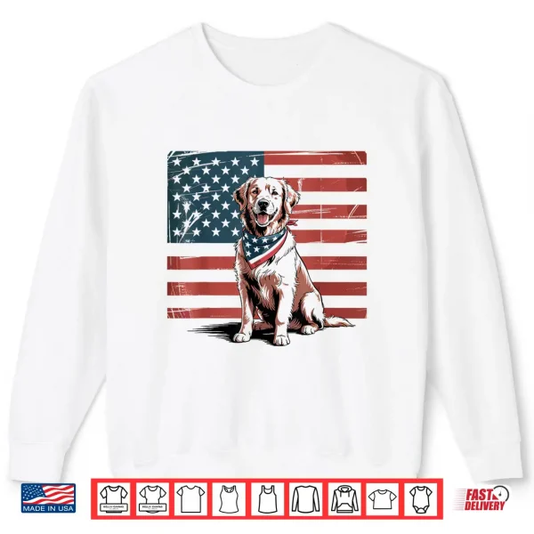 Sweatshirt Golden Retriever 4th Of July USA American Flag Patriotic Shirt