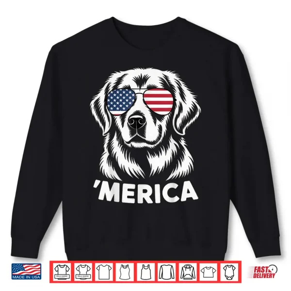 Sweatshirt Golden Retriever 4th of july merica Shirt