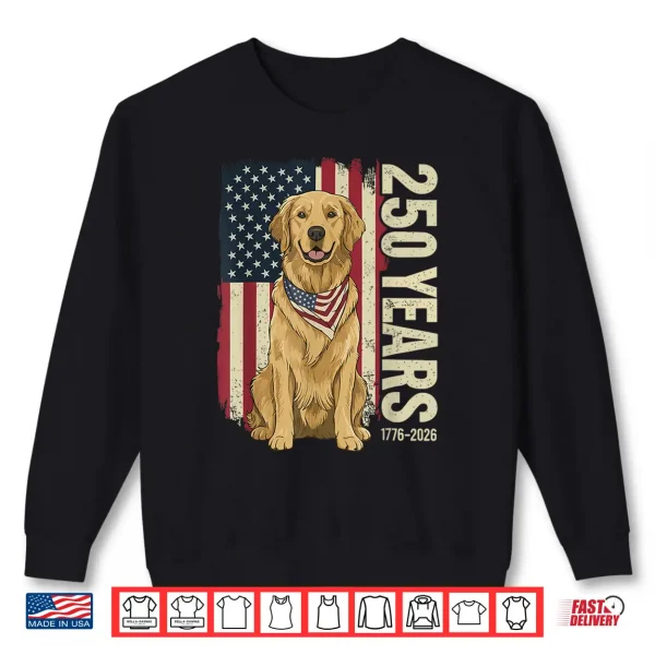 Sweatshirt Golden Retriever American Flag Bandana 250th 4th of July Shirt