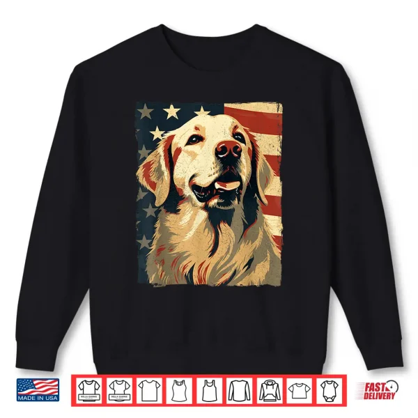 Sweatshirt Golden Retriever American Flag Shirt 4th Of July Retriever Shirt