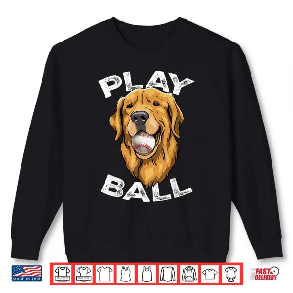 Sweatshirt Golden Retriever Baseball Funny Cute Golden Retriever Dog Shirt