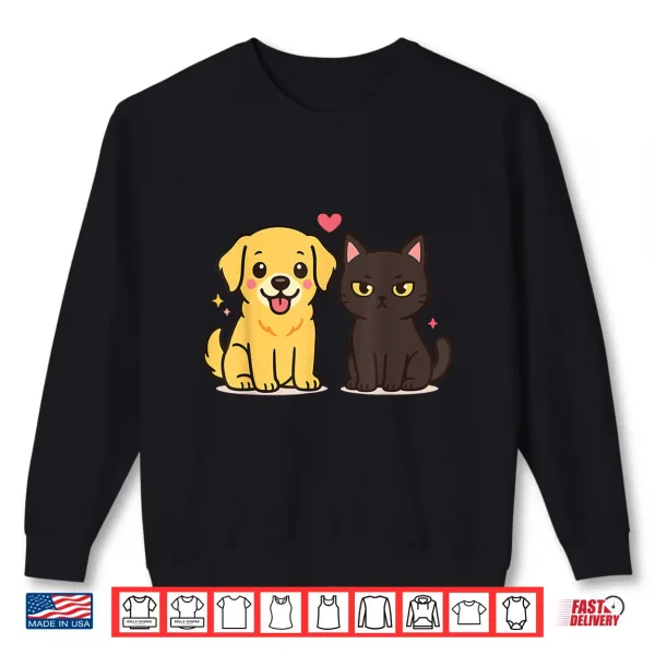 Sweatshirt Golden Retriever Boyfriend Black Cat Girlfriend Tee Shirt