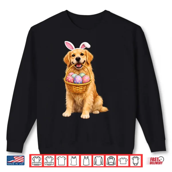 Sweatshirt Golden Retriever Bunny Ears Eggs Cute Easter Dogs Shirt