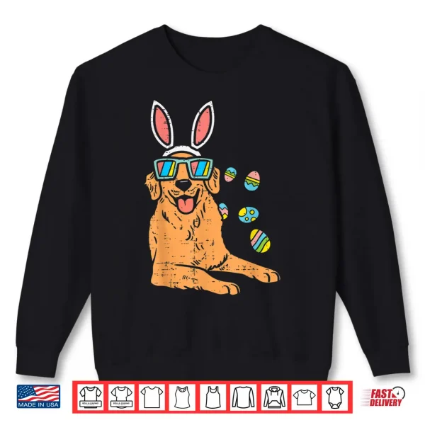 Sweatshirt Golden Retriever Bunny Glasses Easter Eggs Dog Owner Lover Shirt