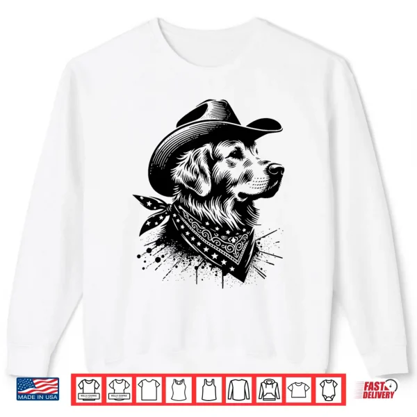 Sweatshirt Golden Retriever Cowboy Vintage Western Dog Lover Shirt