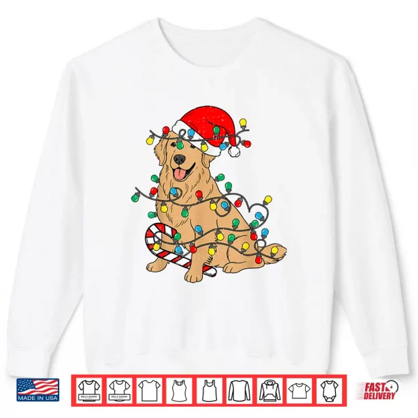 Sweatshirt Golden Retriever Dog Christmas Lights Xmas Pet Dog Lover Shirt