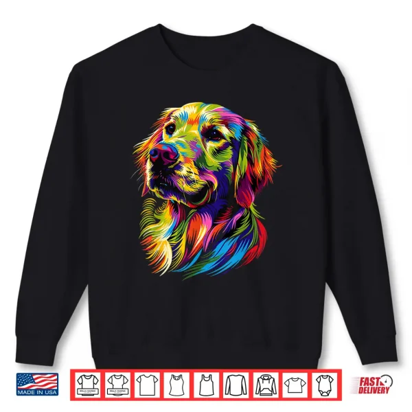 Sweatshirt Golden Retriever Dog Colorful Pop Art Rainbow Colors Dogs Shirt