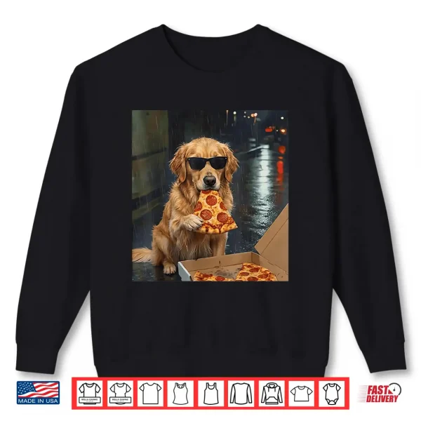 Sweatshirt Golden Retriever Dog Eating Pizza Meme Cool Dog Shirt