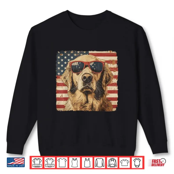 Sweatshirt Golden Retriever Dog Patriotic Fourth Of July Professional Graphic Shirt