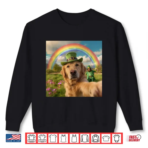 Sweatshirt Golden Retriever Dog Selfie With Leprechaun St Patricks Day Shirt