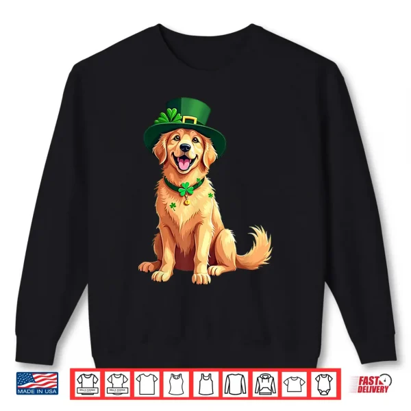 Sweatshirt Golden Retriever Dog St Patricks Day Shamrock Leprechaun Hat Shirt