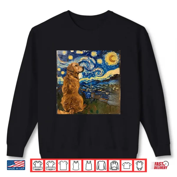 Sweatshirt Golden Retriever Dog Van Gogh Style Starry Night Shirt